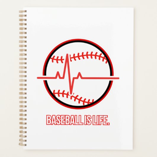 Baseball is Life Heartbeat Pulse Graphic Planer (Vorderseite)