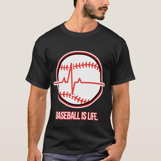Baseball is Life Heartbeat Pulse Graphic T-Shirt (Vorderseite)