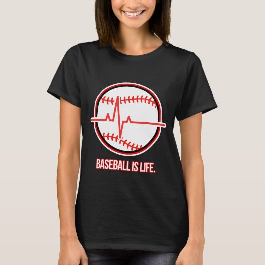 Baseball is Life Heartbeat Pulse Graphic T-Shirt (Vorderseite)