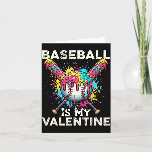 Baseball Is My Valentine Ice Cream Drip Crossed Ba Karte (Vorderseite)