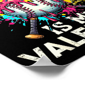 Baseball Is My Valentine Ice Cream Drip Crossed Ba Poster (Ecke)