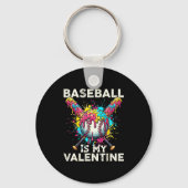 Baseball Is My Valentine Ice Cream Drip Crossed Ba Schlüsselanhänger (Vorderseite)