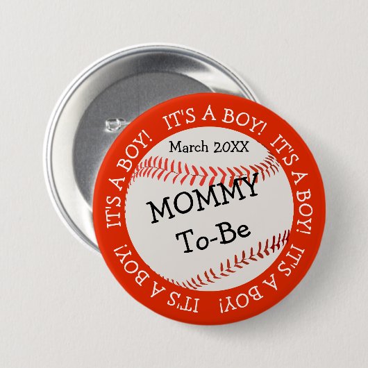 Baseball ist eine junge Mommy & Date Button (Vorne & Hinten)