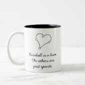 Baseball ist eine Liebe mit Zitat-Ball-Stich-Herz- Zweifarbige Tasse (Links)