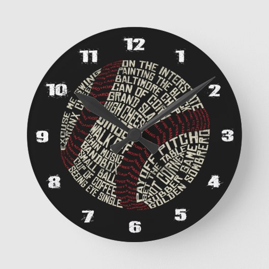 Baseball-Jargon-Wörter Calligram Uhr (Vorderseite)