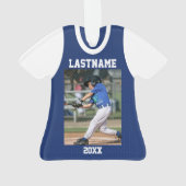 Baseball Jersey Blue mit Foto Ornament (Rückseite)
