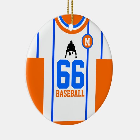 Baseball Jersey Blue Orange Ornament (Rechts)