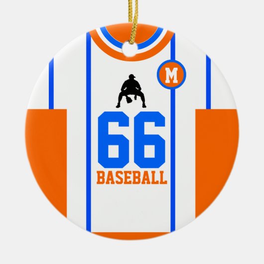 Baseball Jersey Blue Orange Ornament (Vorne)