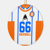Baseball Jersey Blue Orange Ornament (Links)