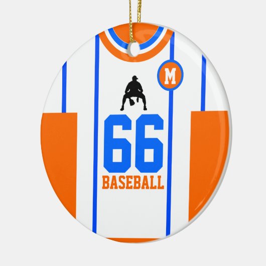 Baseball Jersey Blue Orange Ornament (Links)