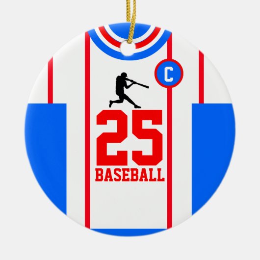 Baseball Jersey Blue Red Ornament (Vorne)