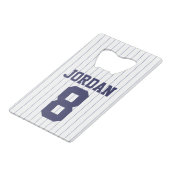 Baseball Jersey mit Individuelle Name und Nummer Geldbeutel Flaschenöffner (Vorderseite Schrägansicht)