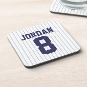 Baseball Jersey mit Individuelle Name und Nummer Getränkeuntersetzer (Linke Seite)