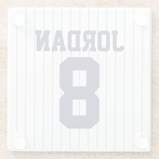 Baseball Jersey mit Individuelle Name und Nummer Glasuntersetzer (Rückseite)