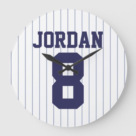 Baseball Jersey mit Individuelle Name und Nummer Große Wanduhr (Vorderseite)