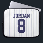 Baseball Jersey mit Individuelle Name und Nummer Laptopschutzhülle<br><div class="desc">Blue Pinstripe Baseball Jersey Geschenk mit Individuelle Name und Nummer. Das perfekte Geschenk für Baseballspieler und Baseballliebhaber.</div>