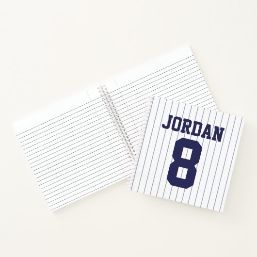 Baseball Jersey mit Individuelle Name und Nummer Notizblock (Innenseite)
