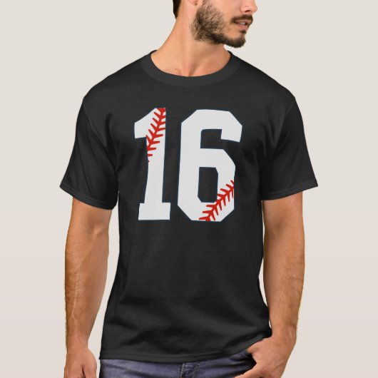 Baseball Jersey Number 16 T-Shirt (Vorderseite)