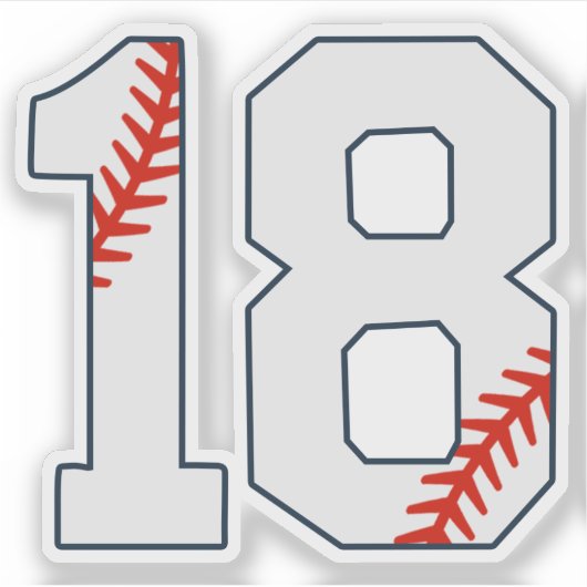 Baseball Jersey Number 18 Aufkleber (Vorderseite)