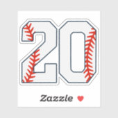 Baseball Jersey Number 20 Aufkleber (Blatt)