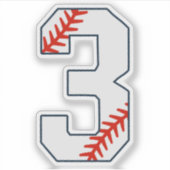 Baseball Jersey Number 3 Aufkleber (Vorderseite)