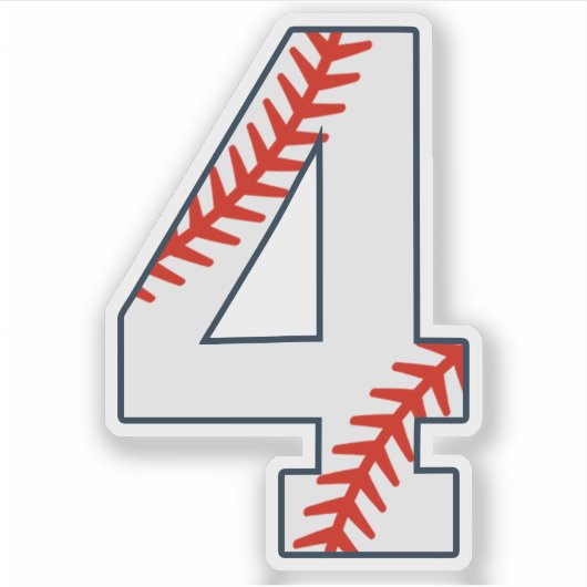 Baseball Jersey Number 4 Aufkleber (Vorderseite)