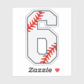 Baseball Jersey Number 6 Aufkleber (Blatt)