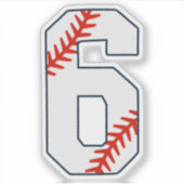 Baseball Jersey Number 6 Aufkleber (Vorderseite)