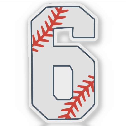 Baseball Jersey Number 6 Aufkleber (Vorderseite)