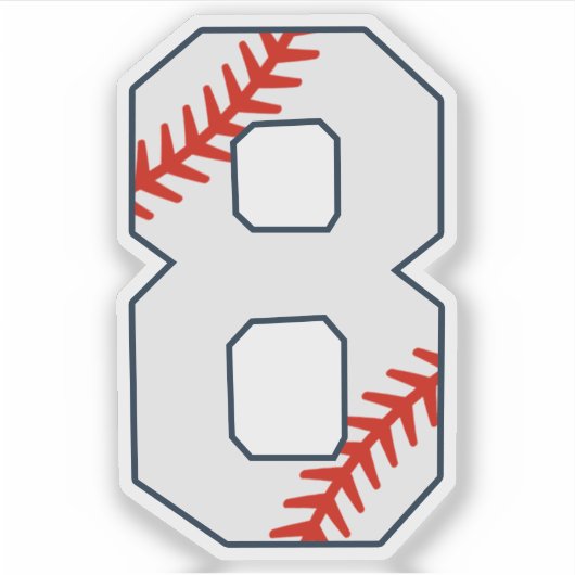 Baseball Jersey Number 8 Aufkleber (Vorderseite)
