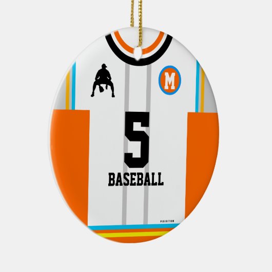 Baseball Jersey Orange Blue Gray Ornament (Rechts)