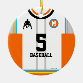 Baseball Jersey Orange Blue Gray Ornament
