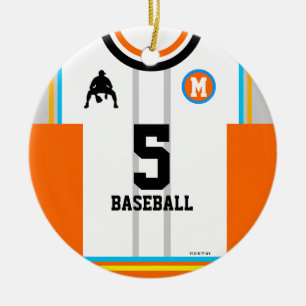 Baseball Jersey Orange Blue Gray Ornament