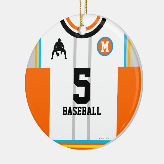 Baseball Jersey Orange Blue Gray Ornament (Links)