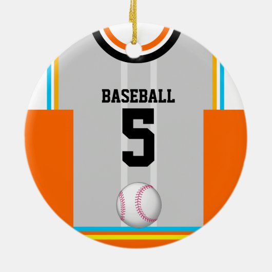 Baseball Jersey Orange Blue Gray Ornament (Hinten)