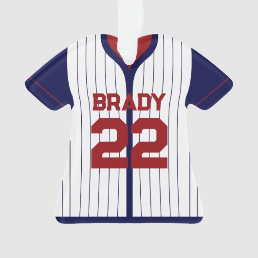 Baseball Jersey Player Stats Red Navy Keepake Ornament (Vorderseite)