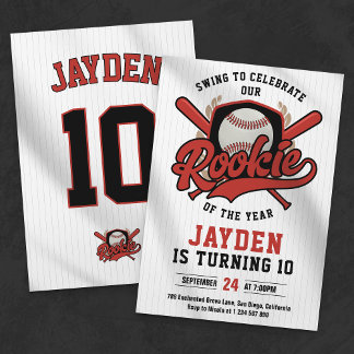 Baseball Jersey Rookie of the Year Birthday Party Einladung