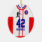 Baseball Jersey White Red Ornament (Rechts)