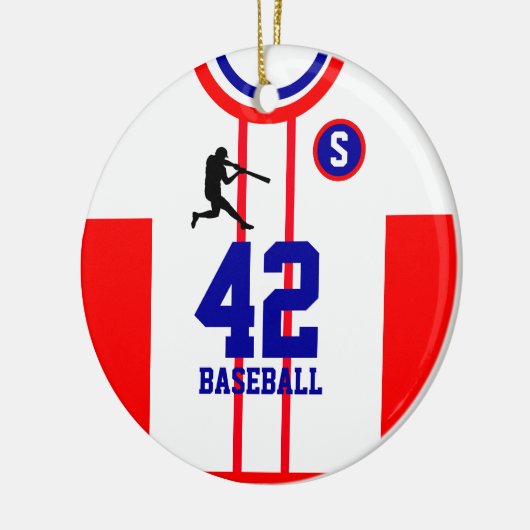 Baseball Jersey White Red Ornament (Links)