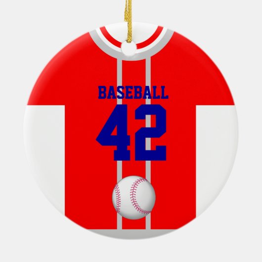 Baseball Jersey White Red Ornament (Hinten)