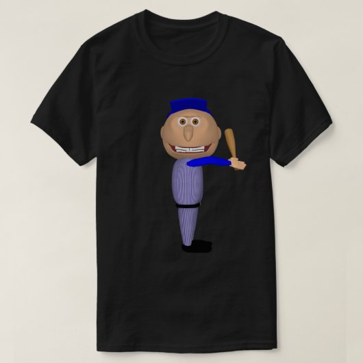 Baseball Johnny (blauer Schlagmann) T-Shirt (Design vorne)