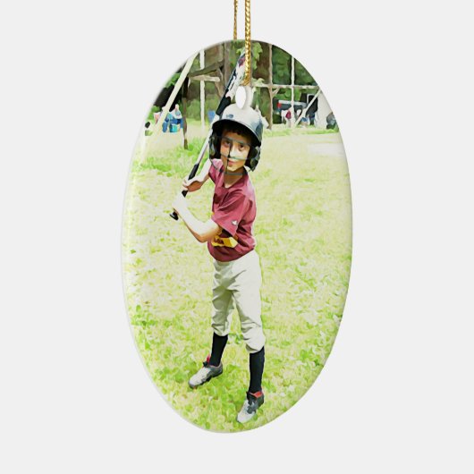 Baseball-Junge Keramik Ornament (Rechts)