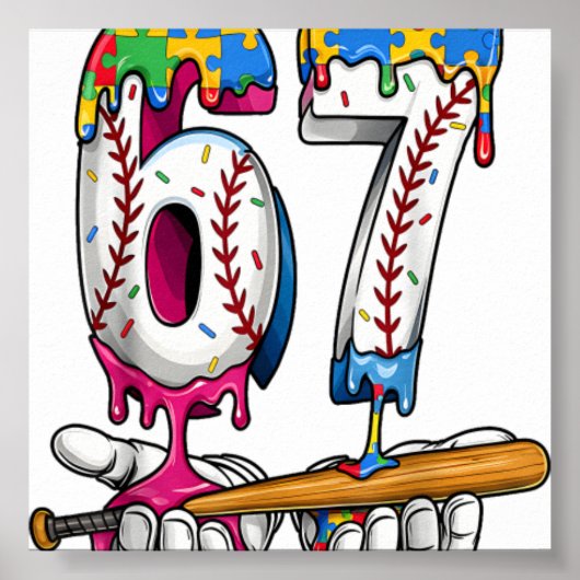 Baseball Junge Puzzle Eiscreme Tropf Baseball Auti Poster (Vorne)