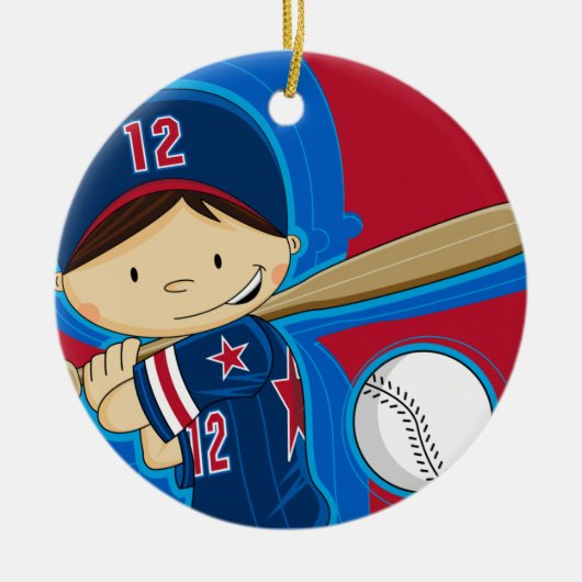 Baseball-Jungen-Verzierung Keramikornament (Vorne)