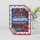Baseball Jungs Jump & Play Trampolin Park Einladung (Stehend Vorderseite)