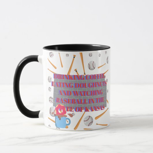 Baseball, Kaffee und Donuts in Kansas  Tasse (Links)