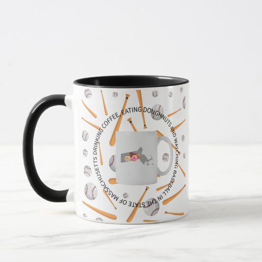 Baseball, Kaffee und Donuts in Massachusetts Tasse (Links)
