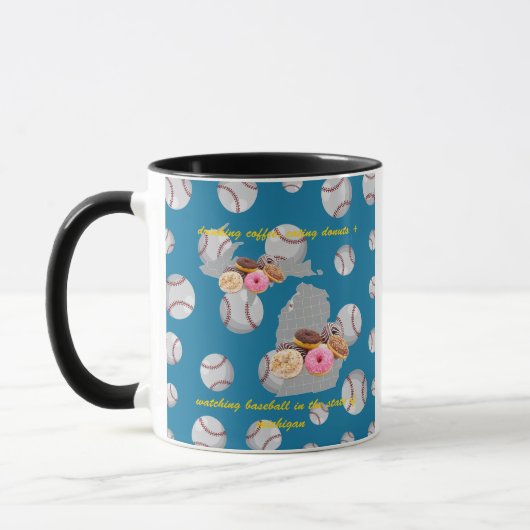 Baseball, Kaffee und Donuts in Michigan Tasse (Links)