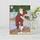 Baseball-Karte des Weihnachtsmanns Einladung (Stehend Vorderseite)