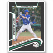 Baseball Keepsakes belebt grünes Schwarzes Custom Aufkleber (Vorderseite)